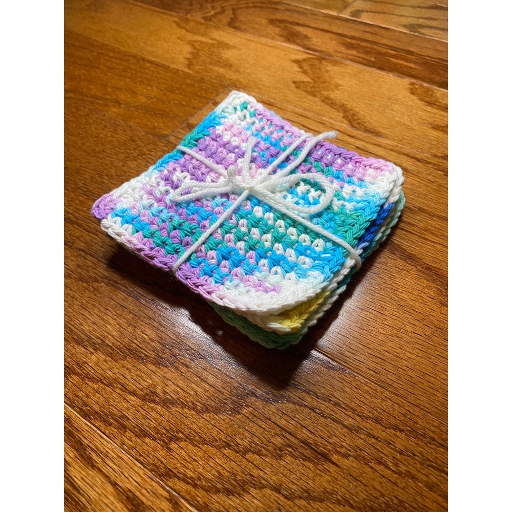 Set of 4 Handmade Crochet Face‎ Cloths